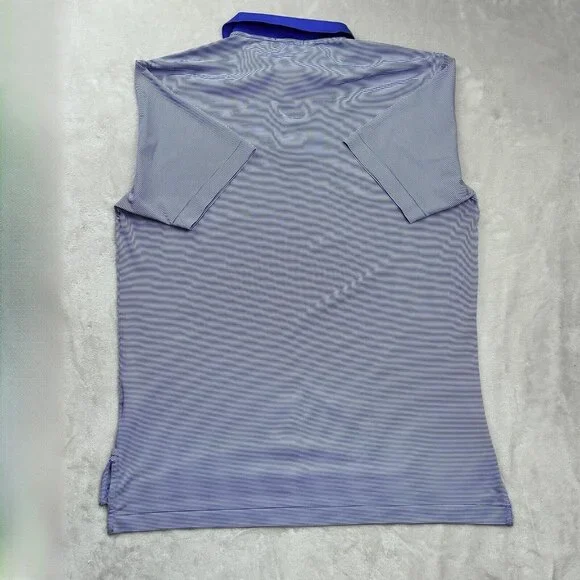 Peter Millar Summer Comfort Mens Medium Striped Polo Blue White Breathable - Picture 3 of 11